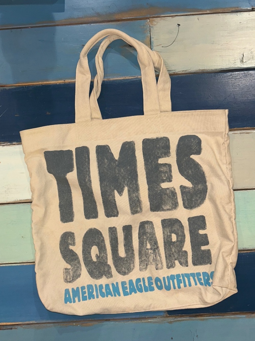 American Eagle Times Square Re-Use Me Canvas Graphic Tote Bag